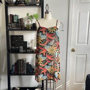 Vintage Floral Spaghetti Strap Mini Dress - Sheer, no tag, size Med